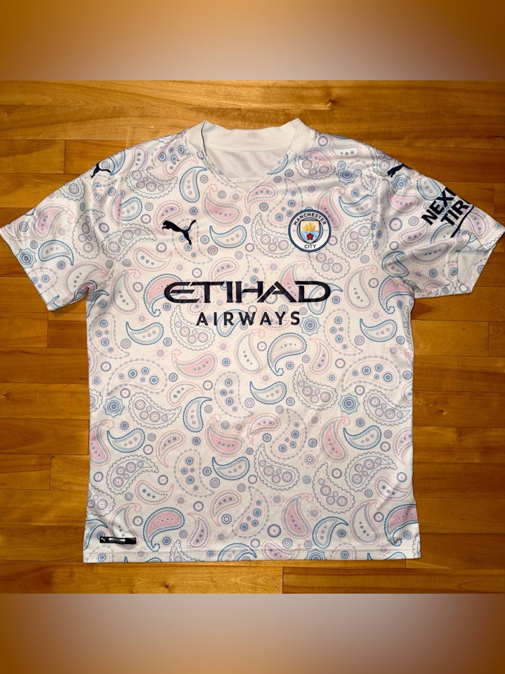 Puma Manchester City Kids' Paisley Jersey - White with Pastel Blue & Pink